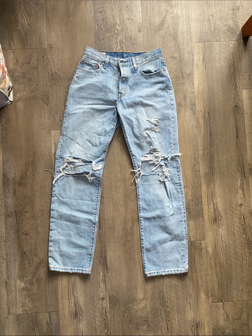 Levi's Light Blue Distressed Boyfriend Jeans